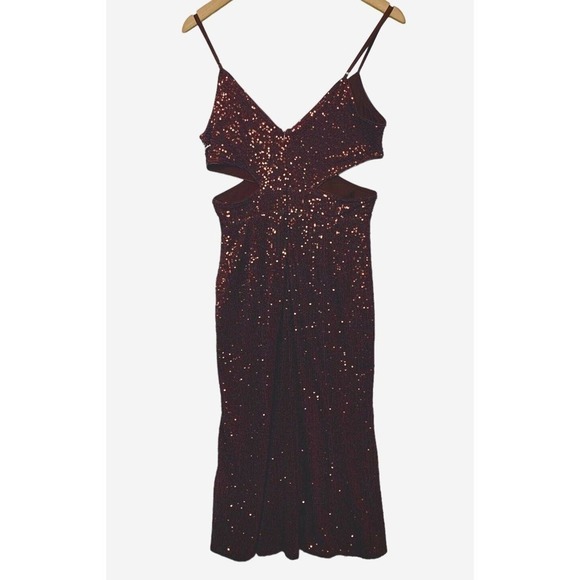 Saylor Harmonie Dress Womens Size Medium NWT $308 Brown Copper Sequin Formal - Picture 8 of 16